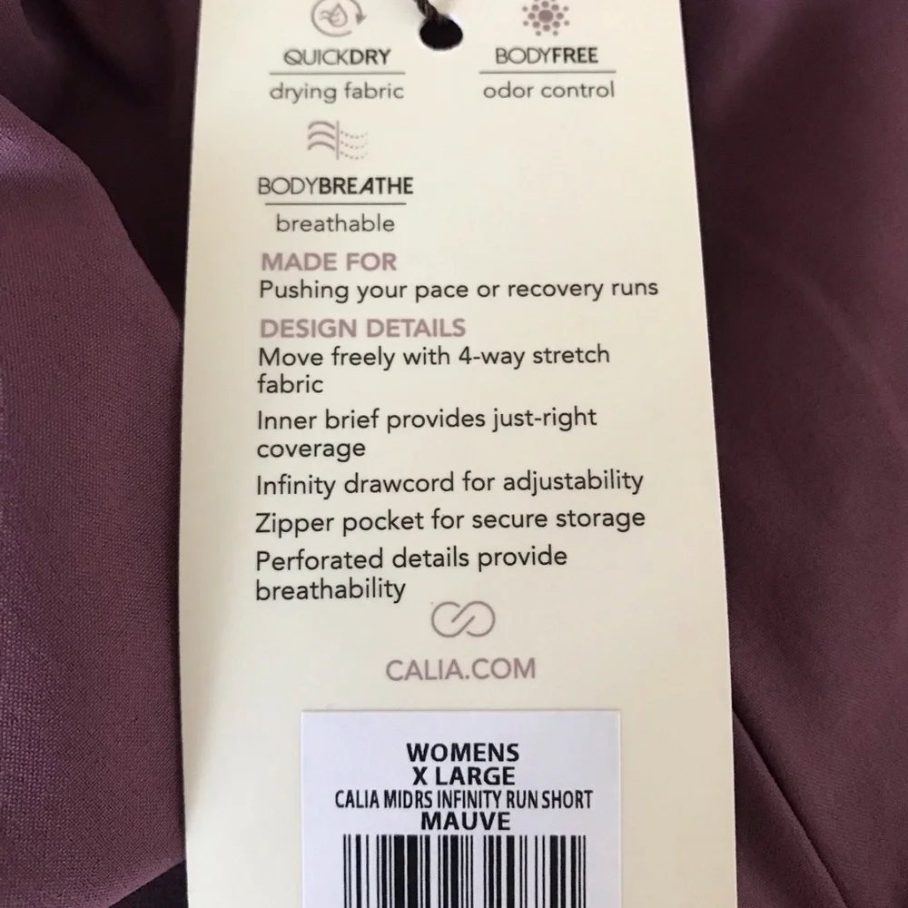 CALIA Women's Mid Rise Infinity Run Short, NWT, Mauve